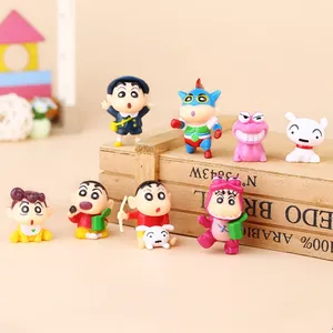 Anime Mini Crayon Shin-chan 8 pcs/set Bonito Action Figure Modelo Brinquedos Coleção pvc Modelo Set Toy