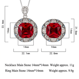 Fashion Eco-friendly Copper Round Cut 14*14MM Blue Cubic Zirconia <b>Big</b> Imitation Blue Crystal Jewelry Set 2026 Statements - Product Image 4