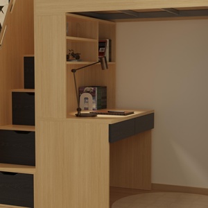 Cama Alta de Madera con Escritorio y Almacenamiento, Tipo Moderno Multifuncional para Niños, para Dormitorio o Apartamento DF2025-GNC004 Loft B - Product Image 5