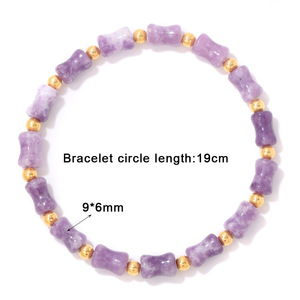 Wholesale 9x6mm Bamboo Section Natural Stone <b>Bracelet</b>, Vintage Bohemian Healing Crystal <b>Bracelet</b>, Fashion Jewelry - Product Image 3
