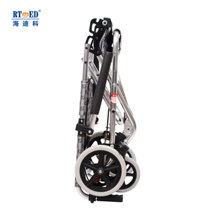 Sedia a Rotelle Manuale in Lega di Alluminio Leggera, Pieghevole e <span class=keywords><strong>Portatile</strong></span> con Doppi Freni - Product Image 3