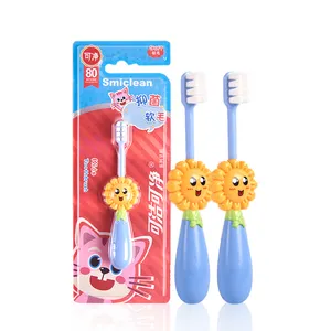 Personnalisé Sanxiao groupe mignon ultra fin poils enfants brosse à dents pour enfants bébé nom de marque