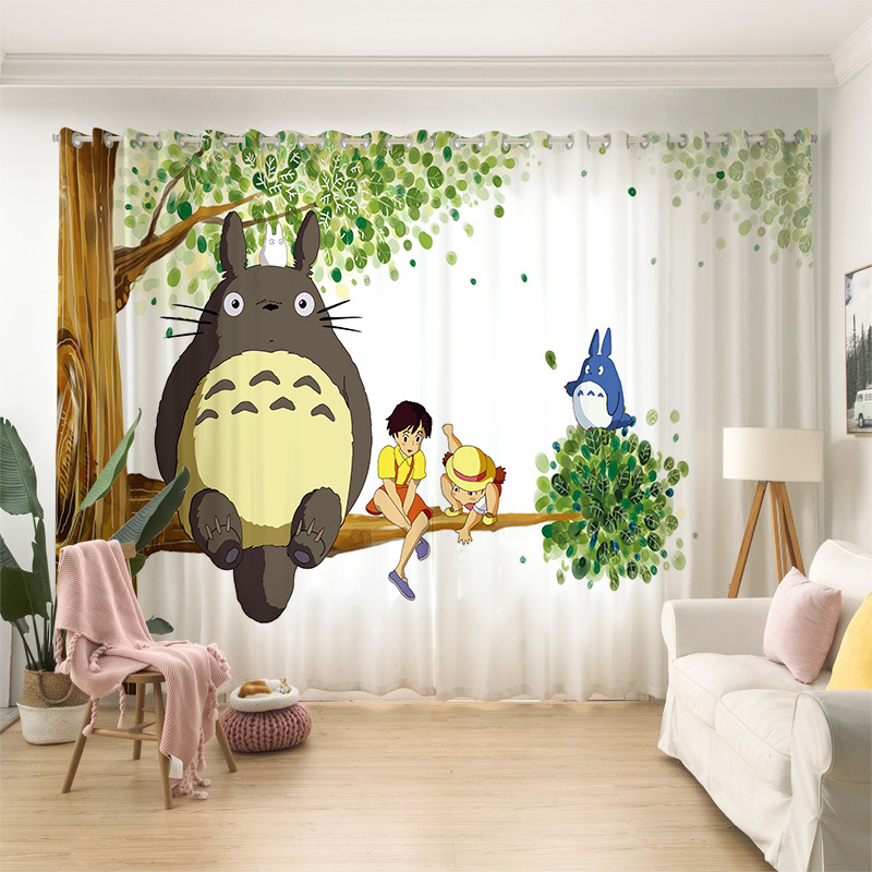 Top Selling Custom 3D Printing Cartoon Christmas window curtain With metal eyelets