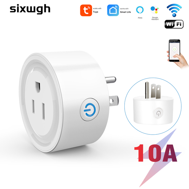 SIXWGH Tuya US WiFi Smart 10A Fireproof PC Works with Alexa Google Assistant Voice Remote Control Timer Countdown for Home Auto