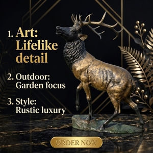 Estatua de <span class=keywords><strong>Alce</strong></span> de Bronce de <span class=keywords><strong>Tamaño</strong></span> <span class=keywords><strong>Real</strong></span> para Decoración de Jardín Exterior, Escultura de Ciervo de Latón Fundido, Gran Escultura de Animal de Metal para Villa o Parque - Product Image 3