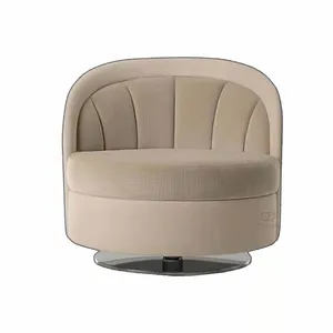 Italian Modern Minimalist Light Luxury Leather Single Swivel Chair Living Room Lounge Chair Designer European <strong>Furniture</strong> - Product Image 1