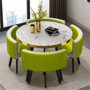 Muebles de sala de estar moderno de lujo precio al por mayor esquina pequeña de madera negro redondo cuadrado comedor mesa de ordenador conjunto 4 sillas - Product Image 2
