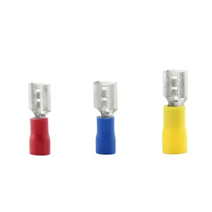 FDD2-250 6.3mm Awg16-14 FDD Wire Insulated Female Single Screw Electronic Terminal Cable Spade Crimp Connector