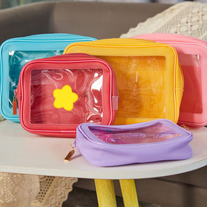 Bolsa DE ASEO <span class=keywords><strong>transparente</strong></span> bonita, paquete de 2, bolsa de maquillaje impermeable aprobada por el estadio TSA, bolsa de cosméticos <span class=keywords><strong>transparente</strong></span> - Product Image 2