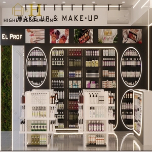 Présentoir de produits capillaires pour <span class=keywords><strong>pharmacie</strong></span>, vitrine en <span class=keywords><strong>bois</strong></span> avec éclairage LED pour magasin de cosmécéutiques - Product Image 5