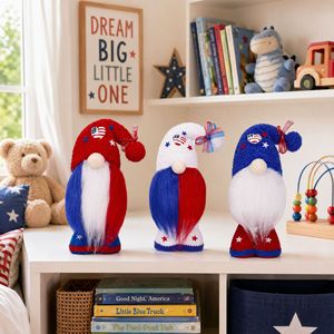 Gnomes patriotiques du 4 juillet, décorations du Jour de l'Indépendance des États-Unis, étoiles et rayures, poupée sans visage de l'oncle Sam, décoration de table à domicile - Product Image 1