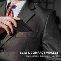 Dompet Kartu Kredit Pendek Unisex Anti RFID dari Aluminium dengan Mekanisme Pop Up, Penutup Tombol, dan Lapisan Kulit