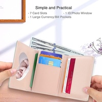 Portefeuille minimaliste moderne pour femme Boshiho en cuir PU avec motif floral, plusieurs emplacements pour cartes, fenêtre d'identification, porte-monnaie, fermeture à pression et fermeture éclair – Le cadeau idéal