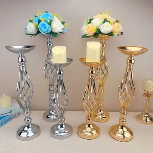 Dibei高品質クリスタルペンダントシルバーゴールドメタルフラワー花瓶テーブルデコレーションウェディングセンターピース