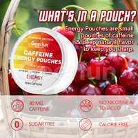 Sachets énergétiques naturels à 100 mg de caféine, marque privée OEM, améliorent la concentration, sachets oraux à croquer à base de caféine et de L-Théanine