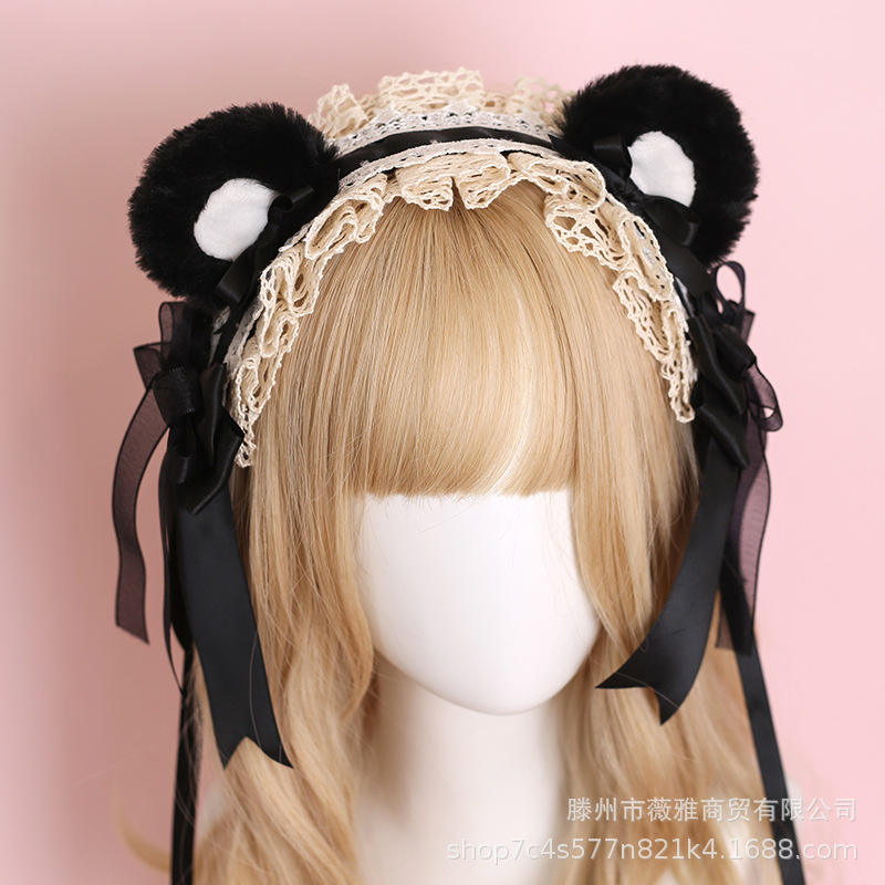 soft cute bear ear hair band-black