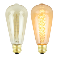 Ampoules Edison Vintage Antique à Filament, Grand Angle de Faisceau, Diamètre 64mm, ST64 40W 60W, Culot E26 E27, pour Suspension Loft Cage à Oiseaux