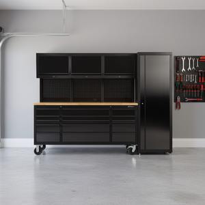 현대적인 블랙 스테인리스 스틸 수납장 조절 가능한 선반 도어 잠금 가능 디자인 |   72인치 높이 OEM 옵션 200kg 적재 용량 - Product Image 3