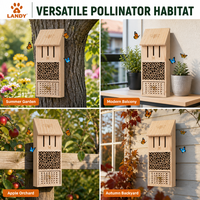 Maison pour oiseaux en bois personnalisée avec logo, hôtel à insectes en pin naturel, nid d'abeilles avec tubes en bambou pour la décoration de jardin (vente en gros)