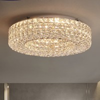 Lustre rond de luxe en cristal scintillant, trois couleurs, intensité réglable, luminaire de plafond moderne avec cristaux de fabricants