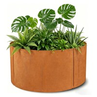 Bac à légumes surélevé circulaire en acier Corten, usage commercial, robuste, antirouille, pour aménagement paysager extérieur