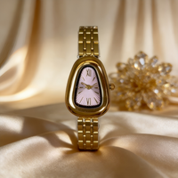 Montre vintage pour femme en or, cadran romain rose soleil, montre-bracelet à quartz, bracelet fin en acier inoxydable, montre habillée pour femme