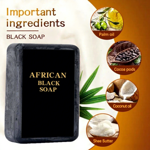 Jabón negro africano hecho a mano, barra de jabón <span class=keywords><strong>facial</strong></span> blanqueadora antiacné, etiqueta privada OEM para uso en baño e inodoro, venta al por mayor - Product Image 2