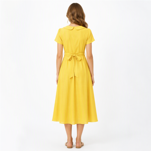 <span class=keywords><strong>Abito</strong></span> Casual da <span class=keywords><strong>Donna</strong></span> con Colletto Peter Pan e Cintura in Vita, Vestito Midi in Rayon 200GSM, Linea A Traspirante, Estivo, Logo Personalizzato OEM - Product Image 4