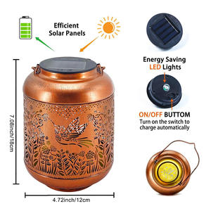 Lanternes solaires d'extérieur modernes, colibris, IP65, étanches, suspendues, en métal, LED, lumière décorative pour jardin, patio, cour, allée - Product Image 5