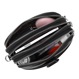 Women's Genuine Leather Crossbody <b>Bag</b> With Zippered Pockets And Phone <b>Compartment</b> Black <b>Multi</b> Layered Everyday Use Spring 2025 - Product Image 2