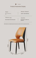 Italienischer Minimalistischer PU-Leder Esszimmerstuhl mit Hohlrückenlehne und Kohlenstoffstahlbeinen für Küche, Wohnzimmer und Restaurant