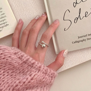 S925 Sterling Silver Double Ball <b>Open</b> <b>Ring</b> For Women Minimalist Everyday Wear Jewelry - Product Image 5