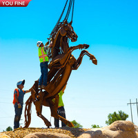 Sculpture de cheval au galop en acier corten YOUFINE, art métallique d'extérieur pour parc, jardin, monument