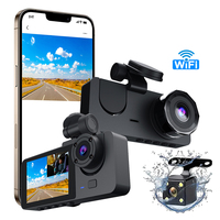 Caméra embarquée pour voiture avec écran IPS de 2 pouces, caméra avant/interne/arrière, contrôle par application WIFI, enregistreur vidéo 1080P, 3 caméras, DVR