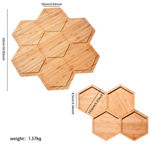 Bandeja de bambú para servir aperitivos, plato con compartimento extraíble para aperitivos, condimentos, aperitivos - Product Image 6
