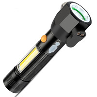 Marteau de sécurité longue portée, en alliage d'aluminium, pour véhicule, lampe de poche LED, Rechargeable, 1 pièce