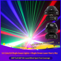 Projecteur LED rotatif 16 faisceaux en forme de champignon, boule magique colorée à commande vocale pour salles privées, éclairage de scène