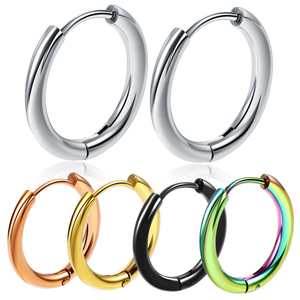 Orecchino a Cerchio Senza Saldatura in Acciaio Inox con Chiusura a Cerniera, Gioielli per il Corpo, 5 Colori, Piercing per Orecchie e Naso - Product Image 1