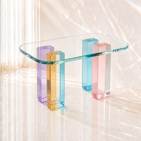 Table basse en verre K9 écologique, rectangulaire, multicolore, style minimaliste moderne, pour mariage, salon, maison, bureau