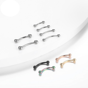 Piercing de sourcil en forme de barre courbée |   Bijoux de piercing pour le nez, les lèvres et le cartilage en acier inoxydable 316L plaqué PVD, vente en gros - Product Image 5