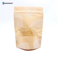 Sacs en papier kraft mini format avec fenêtre mate et fermeture éclair, en stock, pour le stockage alimentaire des petites entreprises et la maison