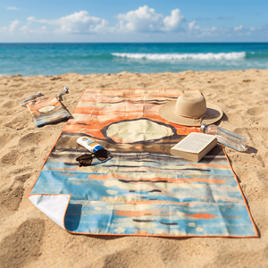 <span class=keywords><strong>Serviette</strong></span> de plage en microfibre suédée, impression double face, logo personnalisé, anti-sable, séchage rapide, portable, multi-usage, avec pochette à cordon, pour yoga et piscine - Product Image 1