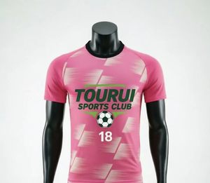 Kaos Sepak Bola Pria TuRui Custom Heat-Transfer Print Bernapas Cepat Kering 220g Seamless Fusing Lengan Pendek O-Neck 100% - Product Image 1