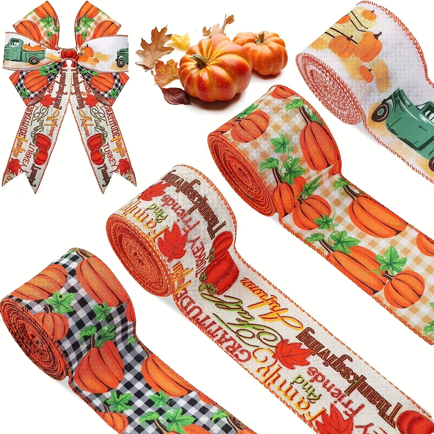 3 Rouleaux De Ruban Feuille D'érable - Décoration D'automne, Thanksgiving, DIY - 2