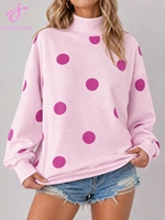 Sweat-shirt ample à manches longues pour femme Loveda, imprimé à pois, nouveau modèle, décontracté, sportif, avec logo personnalisé