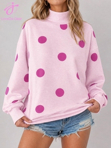 Felpa Loveda con Logo Personalizzato, Nuova Collezione, Stampa <span class=keywords><strong>a</strong></span> Pois, Manica Lunga, Top Casual Sportivo da Donna, Pullover Comodo - Product Image 4