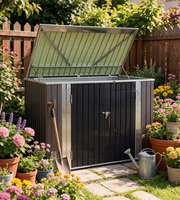 Abri extérieur en métal à 2 bacs pour poubelles de jardin, cour et pelouse