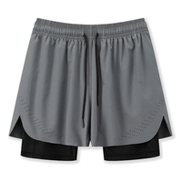 Logo personnalisé Gym Wear Cross Fit Shorts Mens Fitness Workout Short de sport de course avec short de compression intérieur pour hommes