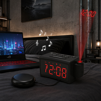 Innovatieve laserprojectie digitale analoge vibratie slimme tafelwekker FM-radio groot display cadeau-idee voor verjaardag