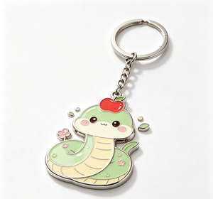 Lindo Llavero de Metal con Serpiente Verde, Colgante de Dibujos Animados, Amuleto de Manzana, Adorno para Bolso, Regalo - Product Image 3